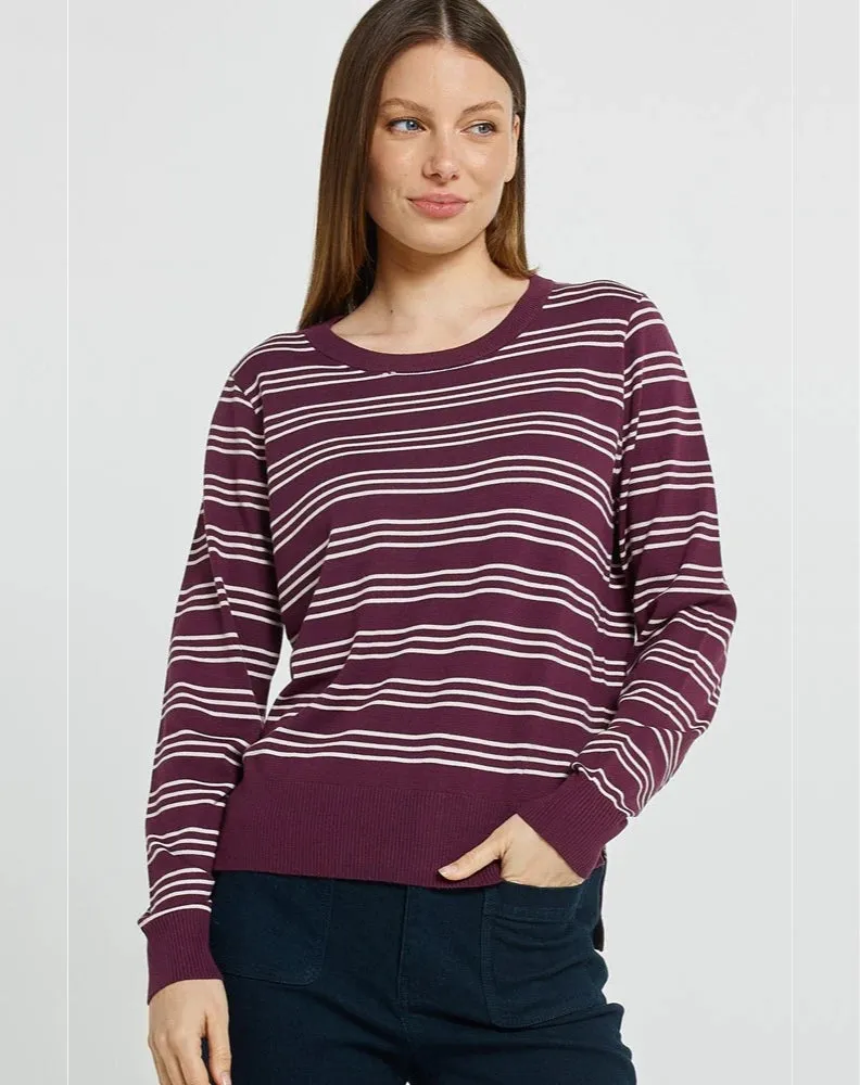 Lenore Sweater - Wine/Pink Stripe sold by Freez product image thumbnail 2