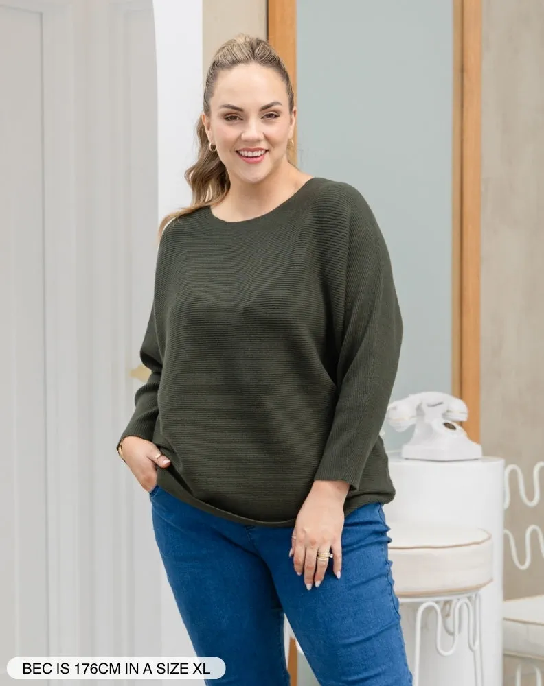 Boat Neck Knit - Khaki sold by Freez product image thumbnail 2