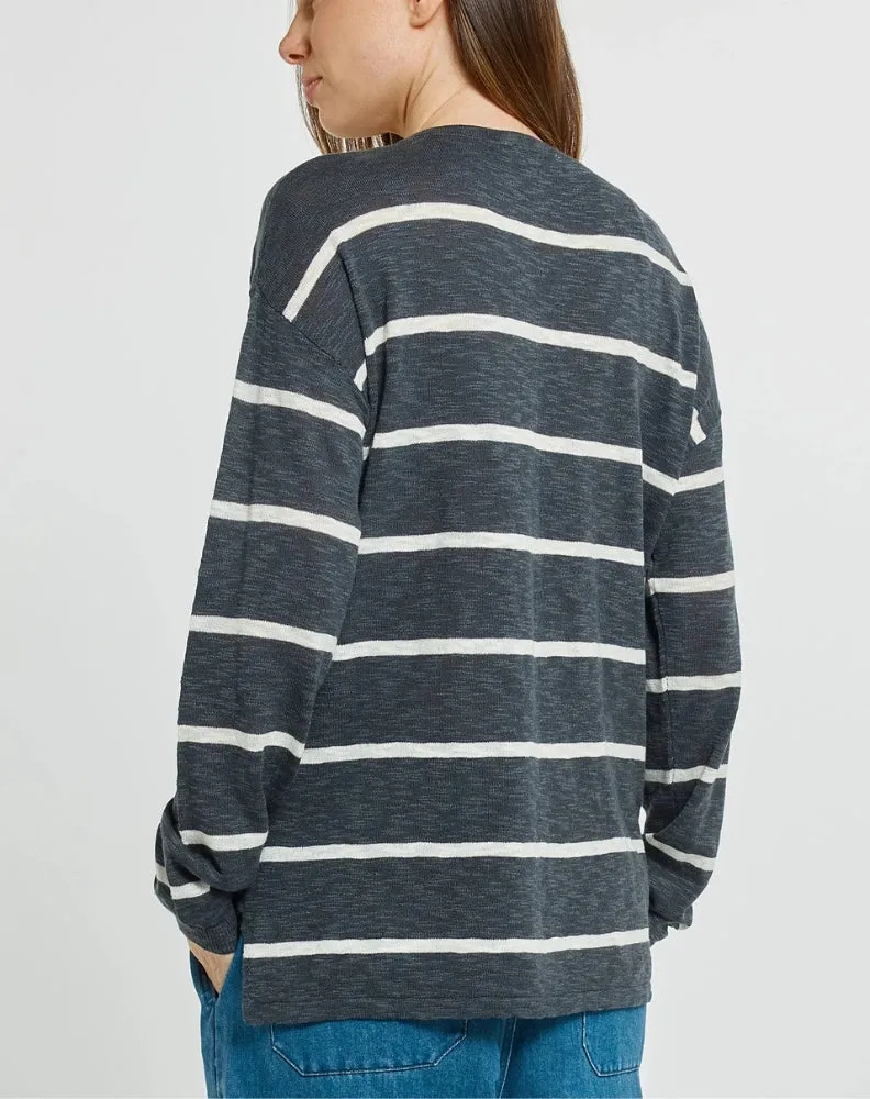 Natasha Knit Top - Charcoal Stripe Grey sold by Freez product image thumbnail 4