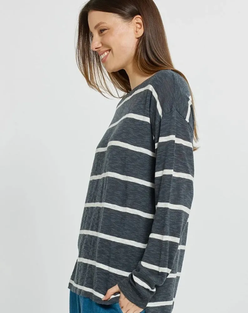 Natasha Knit Top - Charcoal Stripe Grey sold by Freez product image thumbnail 3