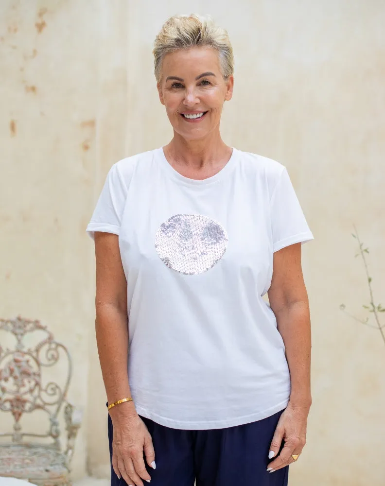Circle Sequin Tee - White sold by Freez product image thumbnail 4