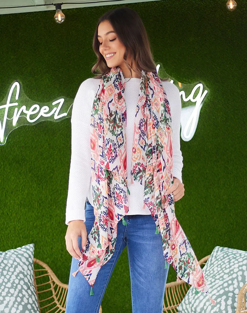 Red Tassel Print Scarf sold by Freez product image thumbnail 3