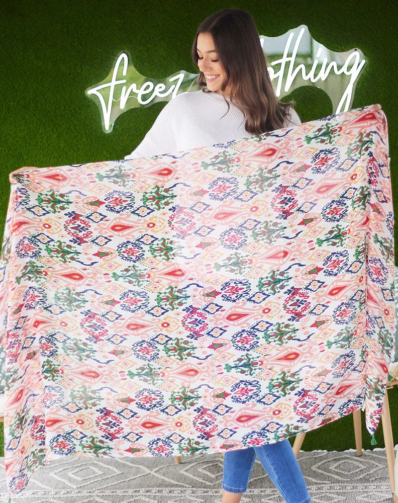 Red Tassel Print Scarf sold by Freez product image thumbnail 2