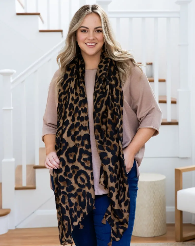 Animal Print Scarf - Brown Tassel sold by Freez product image thumbnail 5