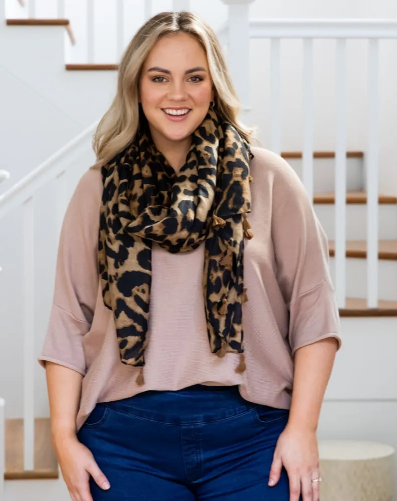 Animal Print Scarf - Brown Tassel sold by Freez product image thumbnail 2