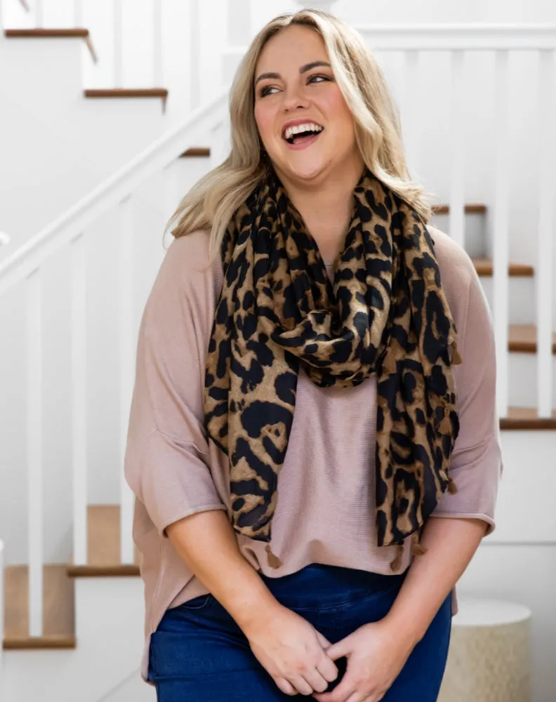 Animal Print Scarf - Brown Tassel sold by Freez product image thumbnail 4