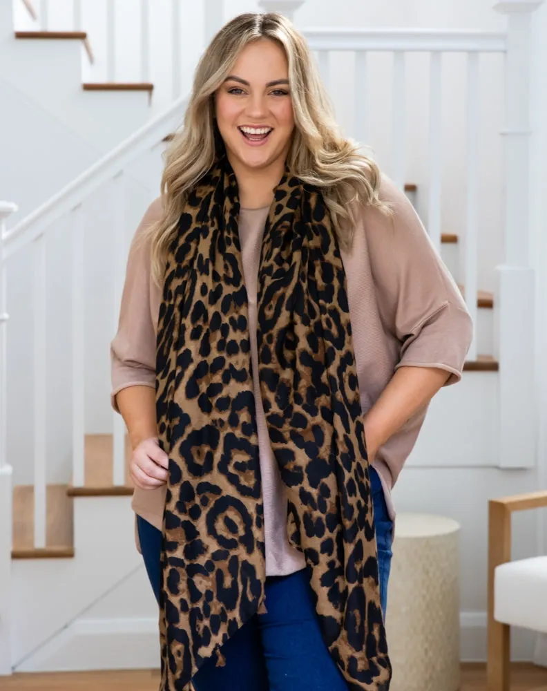 Animal Print Scarf - Brown Tassel sold by Freez