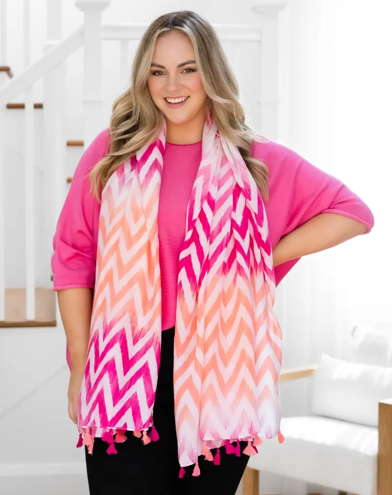 Pink Zig Zag Print Scarf sold by Freez product image thumbnail 3