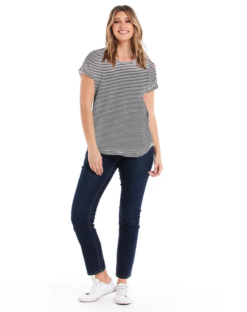 Hailey Short Sleeve Tee - White/Ebony Stripe sold by Freez product image thumbnail 2