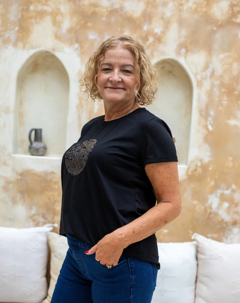 Circle Sequin Tee - Black sold by Freez product image thumbnail 2