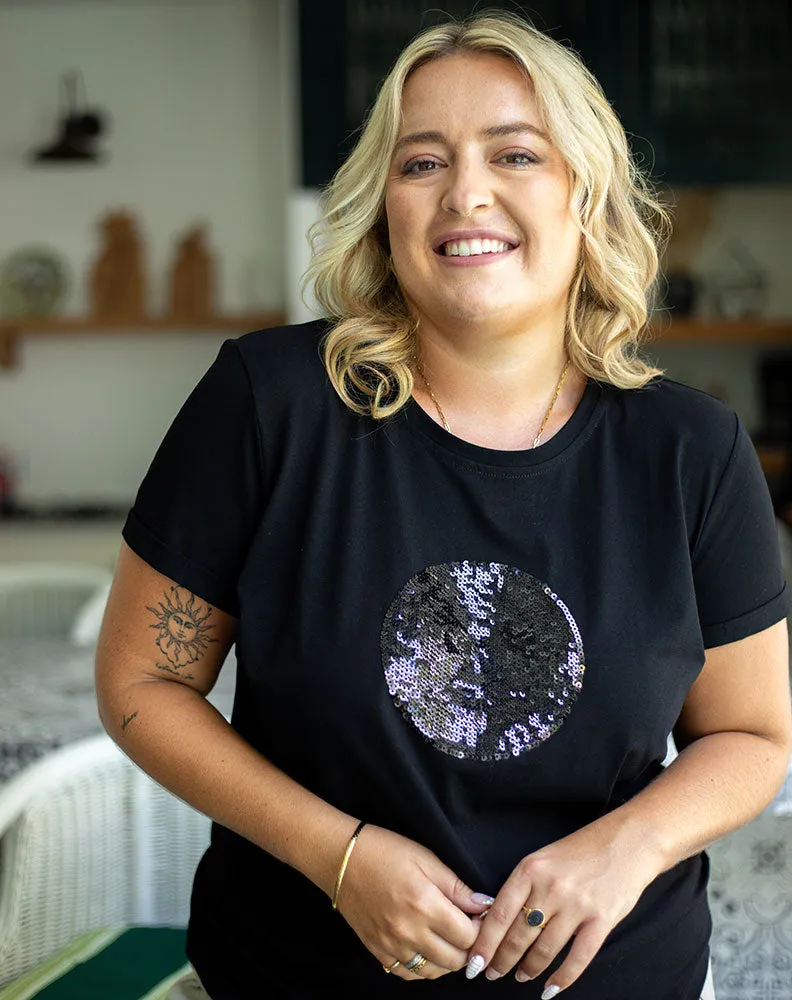 Circle Sequin Tee - Black sold by Freez product image thumbnail 3