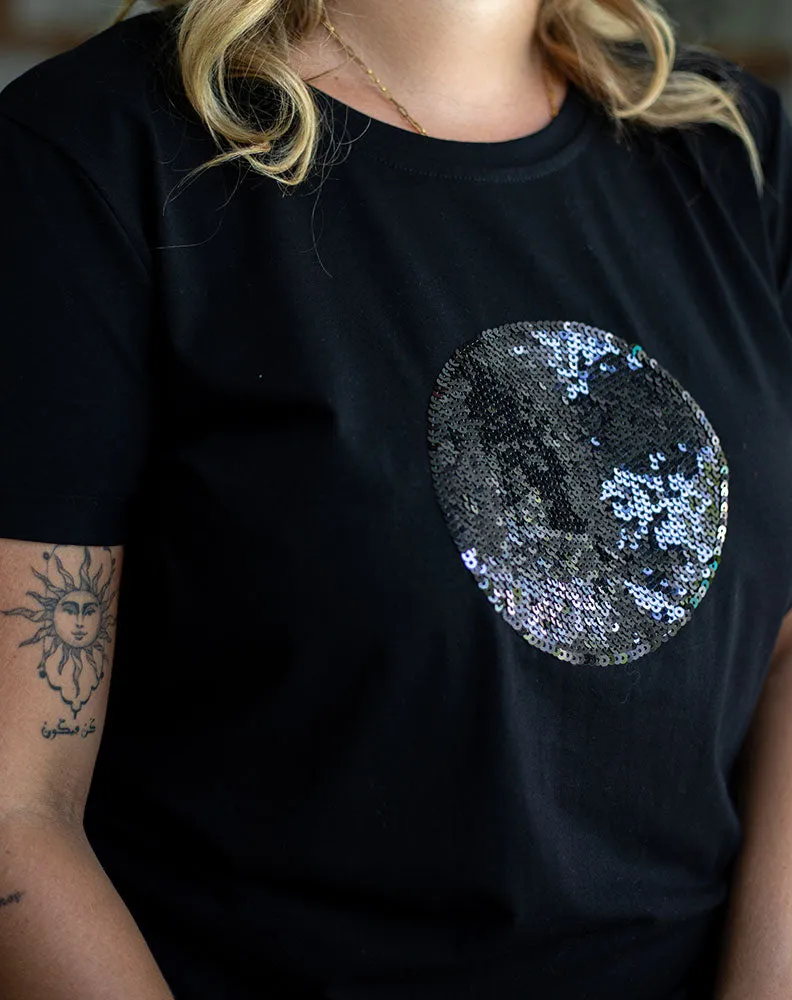 Circle Sequin Tee - Black sold by Freez product image thumbnail 4