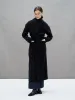 VIRGINIA - Manteau peignoir ceinture à nouer en laine vierge Noir sold by Fete Imperiale