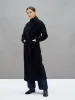 VIRGINIA - Manteau peignoir ceinture à nouer en laine vierge Noir sold by Fete Imperiale