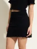 JUSTINE - Mini jupe taille élastiquée bas pétale en maille ajourée Oeko-Tex Noir sold by Fete Imperiale