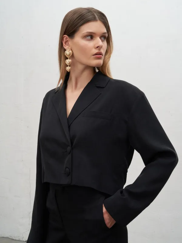 DEA - Veste blazer cropped en jersey Noir sold by Fete Imperiale