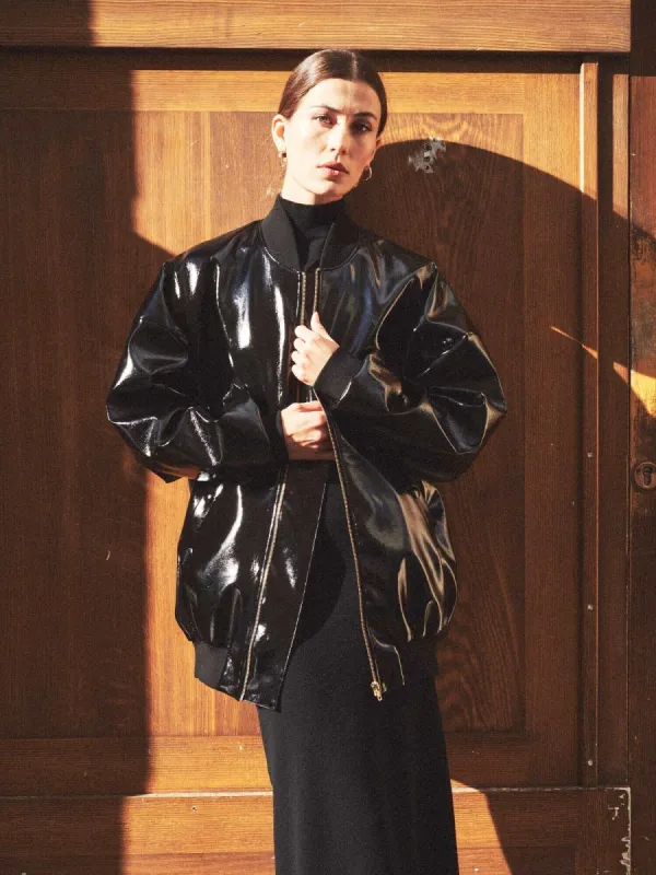 AURORE - Bombers oversize en vinyle Noir sold by Fete Imperiale