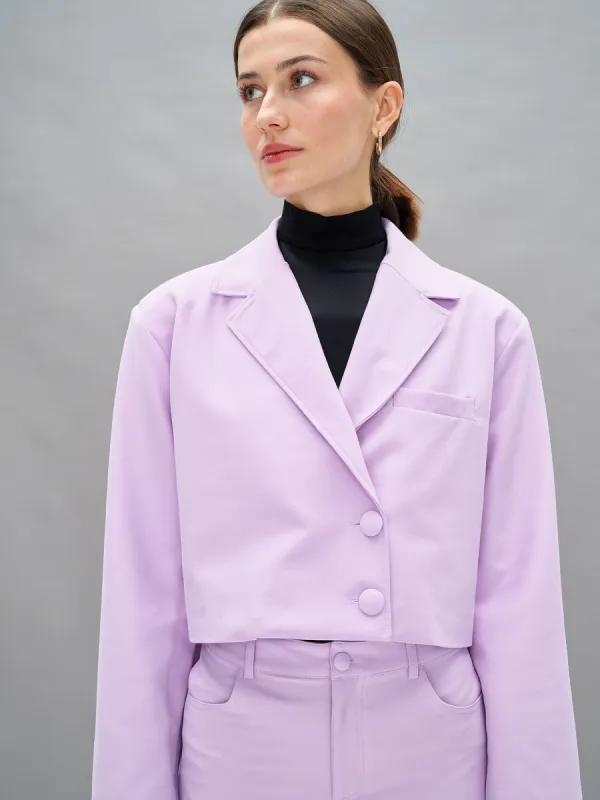 DEA - Veste blazer cropped en twill de laine stretch Oeko Tex Orchid Bloom sold by Fete Imperiale