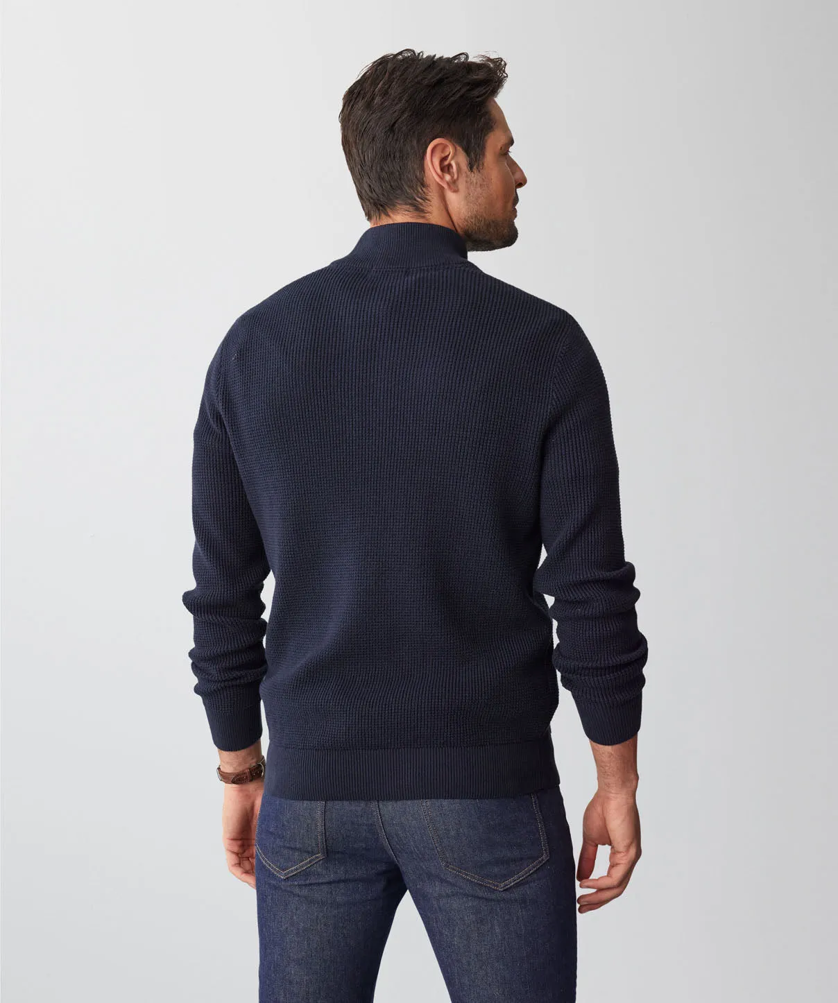 Waffle Half Zip Knit - Navy sold by GAZMAN product image thumbnail 3