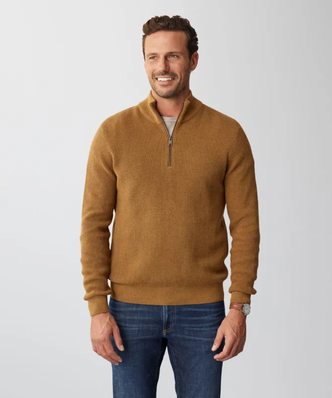 Waffle Half Zip Knit - Terracotta sold by GAZMAN