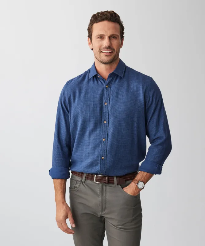 Casual Double Face Houndstooth Long Sleeve Shirt - Denim sold by GAZMAN