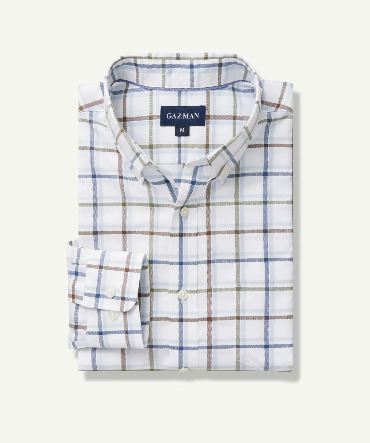 Easy Care Oxford Check Long Sleeve Shirt - White sold by GAZMAN product image thumbnail 2