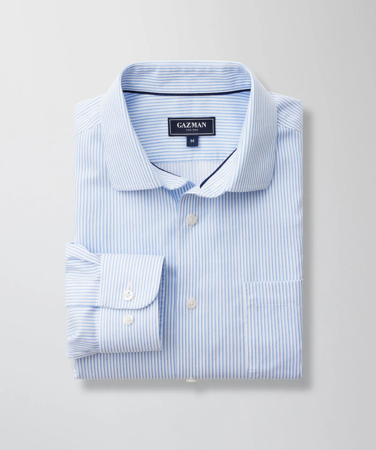 Non-Iron Dobby Stripe Long Sleeve Shirt - Blue sold by GAZMAN product image thumbnail 2
