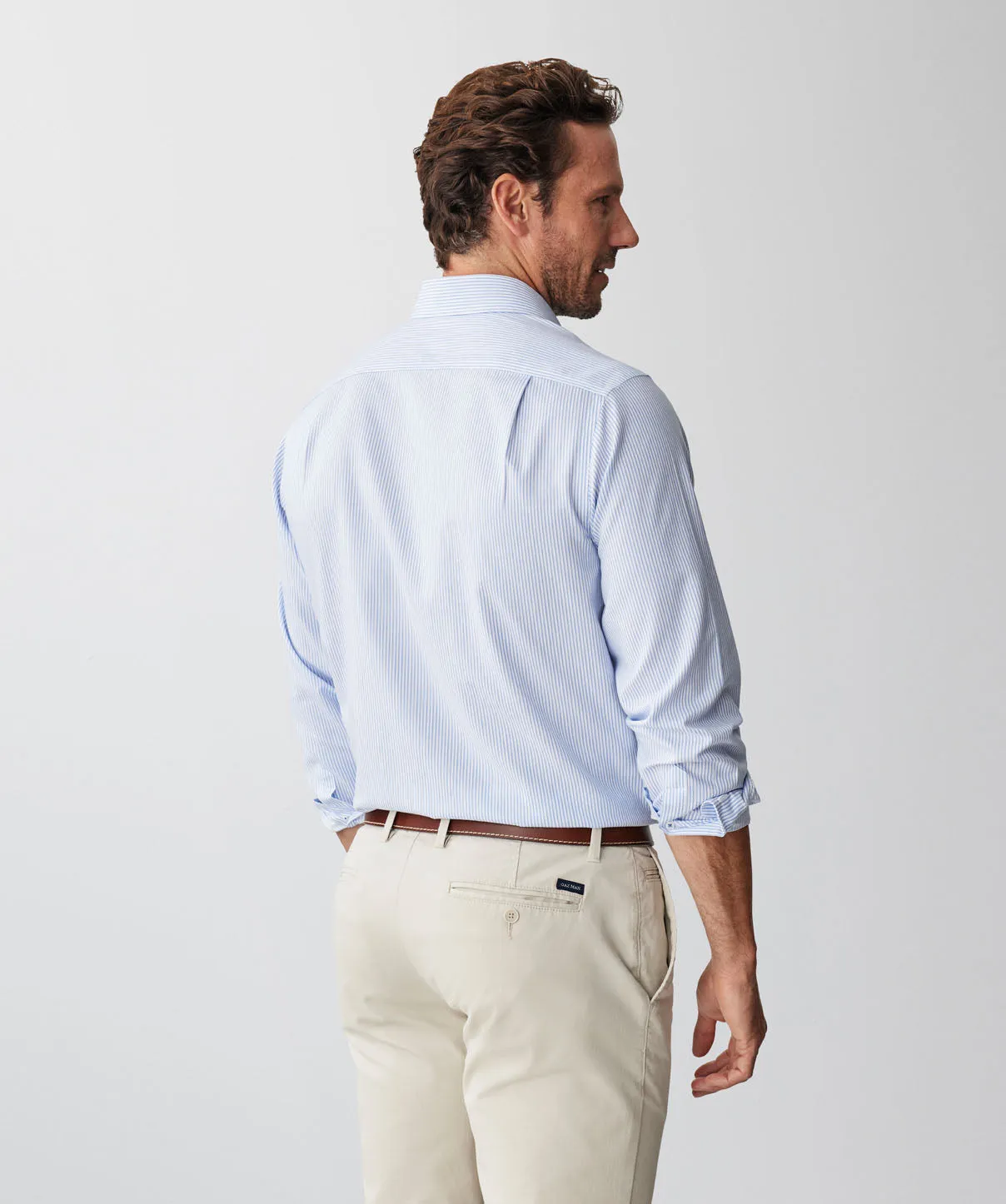 Non-Iron Dobby Stripe Long Sleeve Shirt - Blue sold by GAZMAN product image thumbnail 3