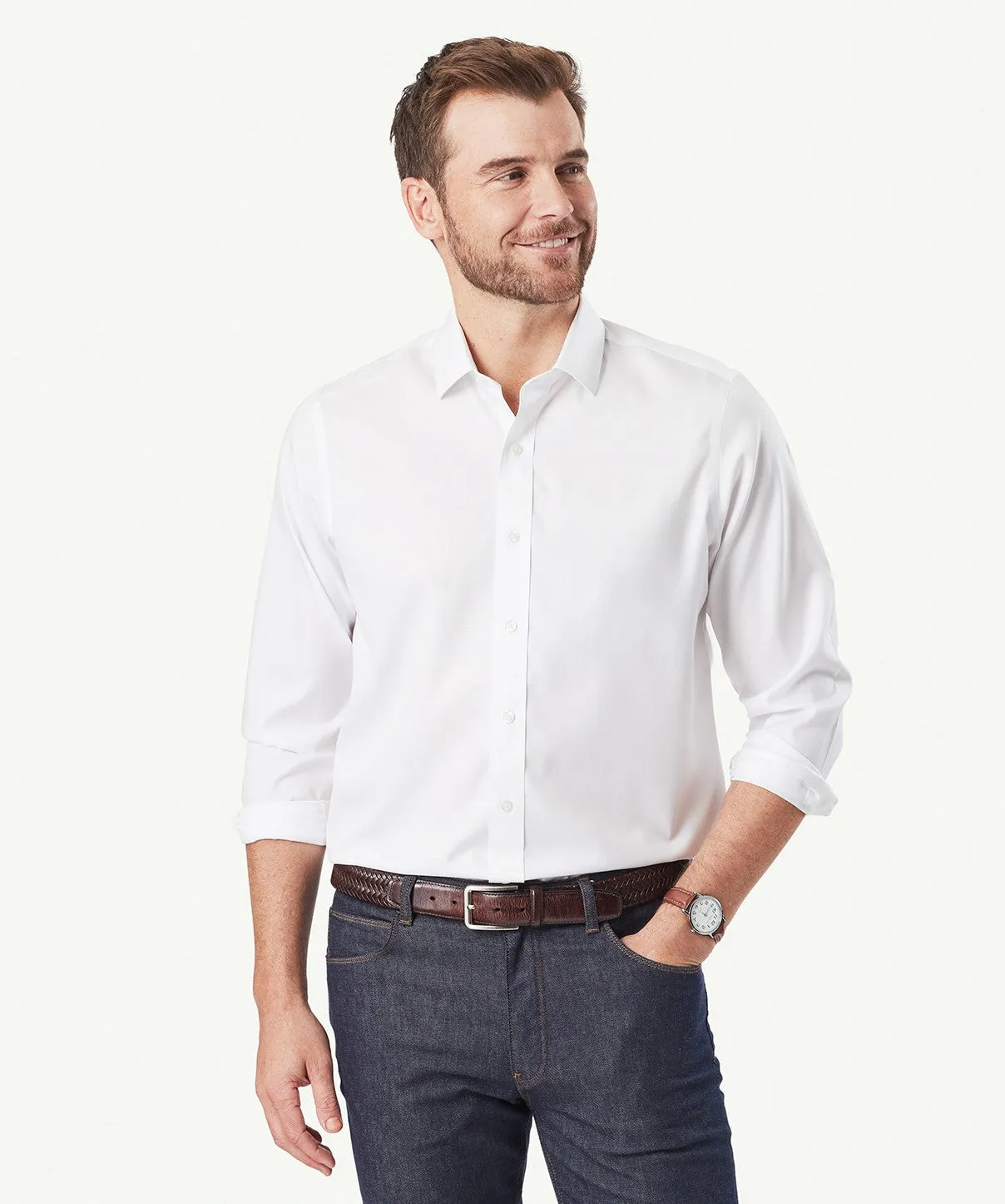 Tailored Easy Care Oxford Long Sleeve Shirt - White sold by GAZMAN