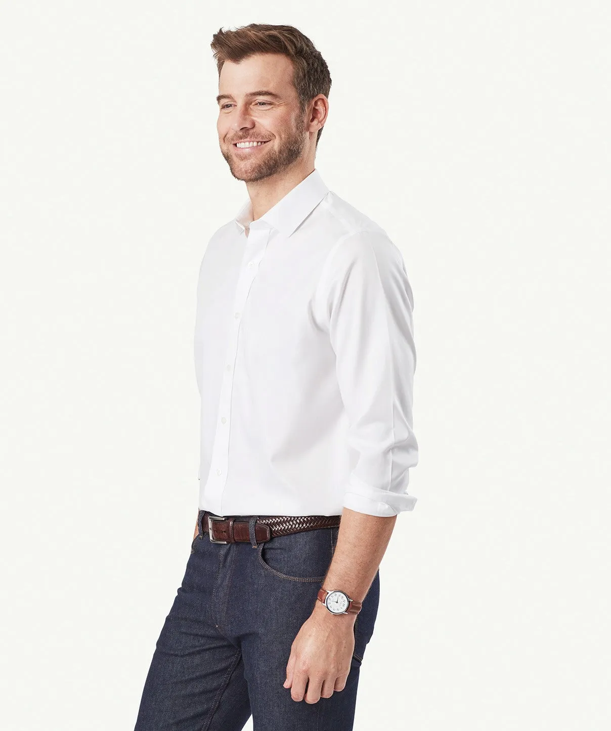 Tailored Easy Care Oxford Long Sleeve Shirt - White sold by GAZMAN product image thumbnail 3