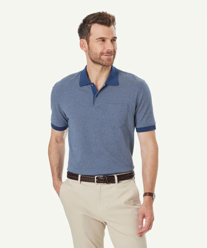 Smart Jaquard Geo Polo - Denim sold by GAZMAN