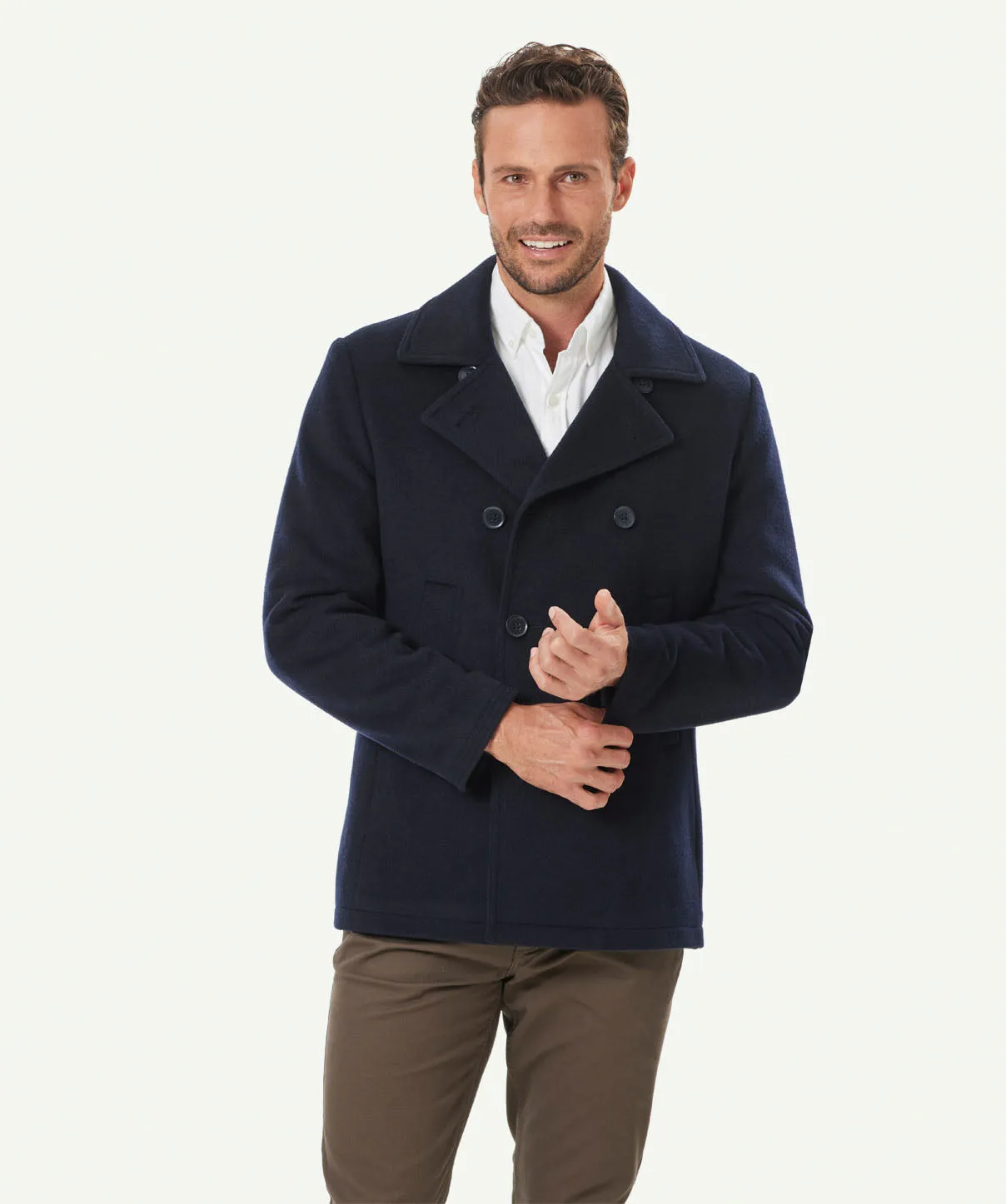 Richmond Wool Peacoat - Dark Navy sold by GAZMAN