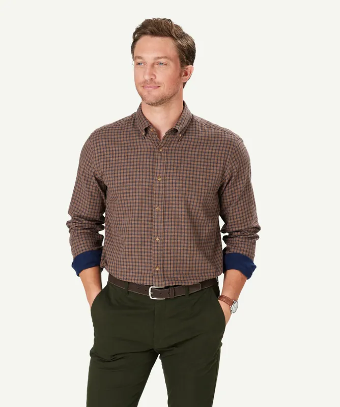 Casual Double Faced Check Long Sleeve Shirt - Fawn sold by GAZMAN