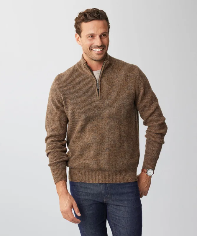 Wool Blend Half Zip Knit - Walnut sold by GAZMAN