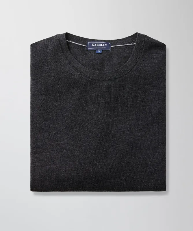 Merino Crew Neck Knit - Charcoal sold by GAZMAN