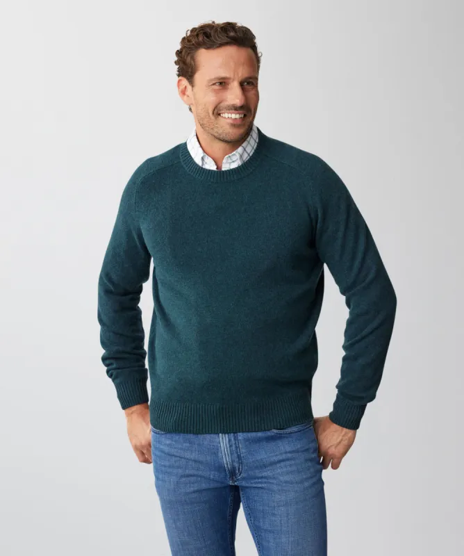 Lambswool Crew Neck Knit - Forest sold by GAZMAN