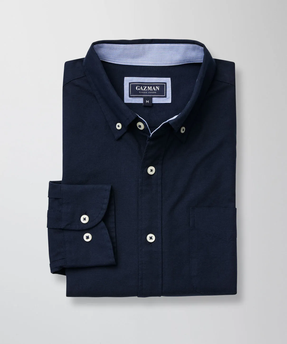 Plain Casual Oxford Long Sleeve Shirt - Dark Navy sold by GAZMAN product image thumbnail 2