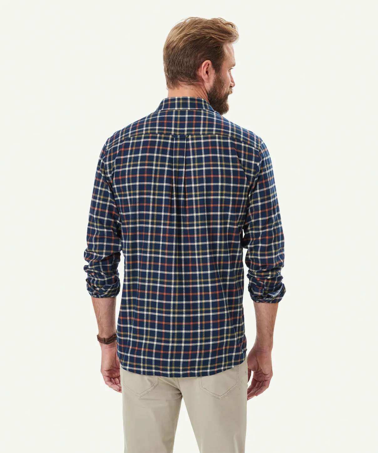 Brushed Twill Check Long Sleeve Shirt - Navy sold by GAZMAN product image thumbnail 3