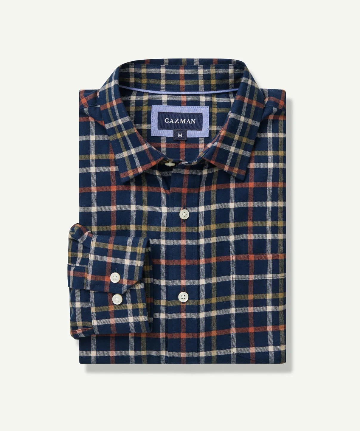 Brushed Twill Check Long Sleeve Shirt - Navy sold by GAZMAN product image thumbnail 2