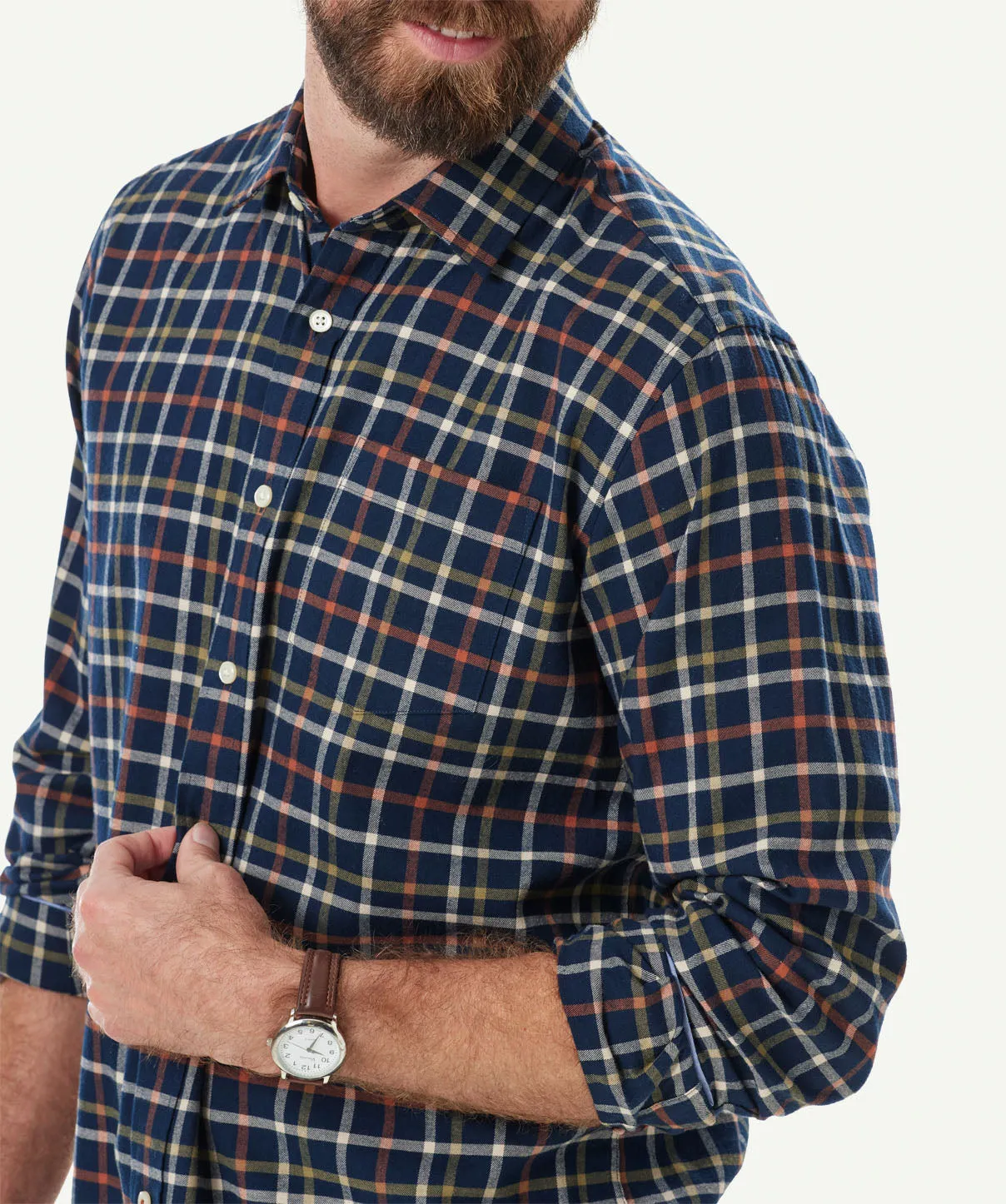 Brushed Twill Check Long Sleeve Shirt - Navy sold by GAZMAN product image thumbnail 4