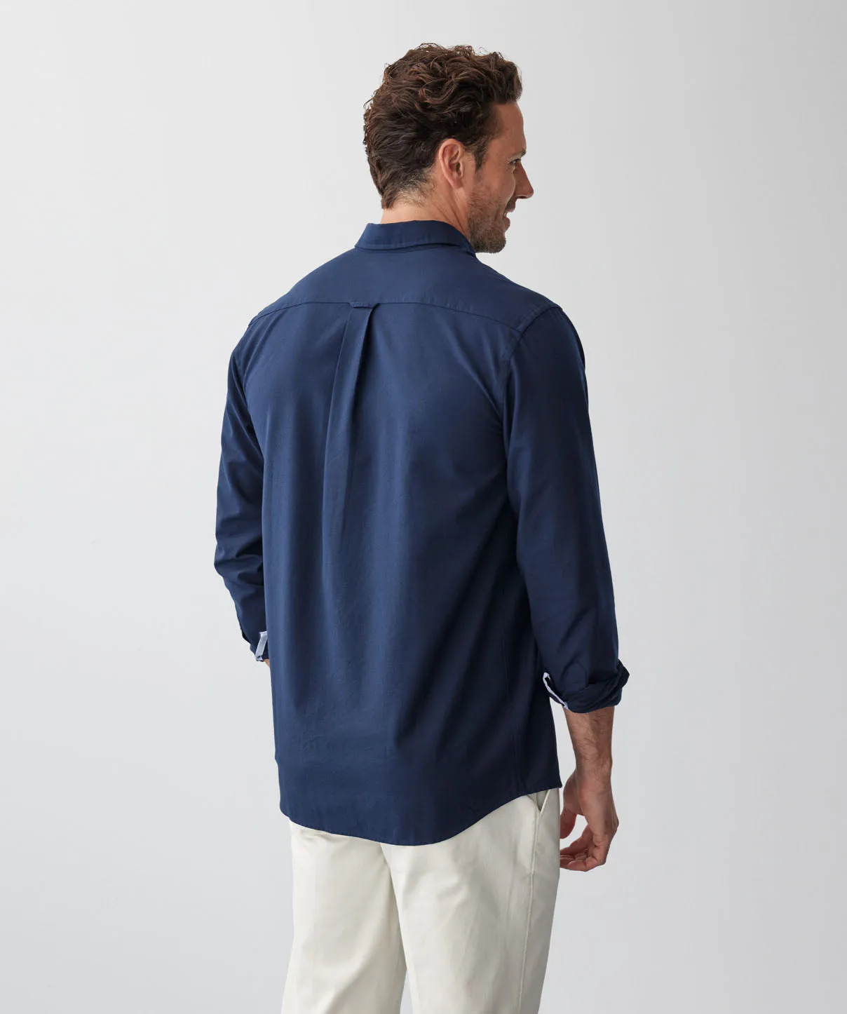 Plain Casual Oxford Long Sleeve Shirt - Dark Navy sold by GAZMAN product image thumbnail 3