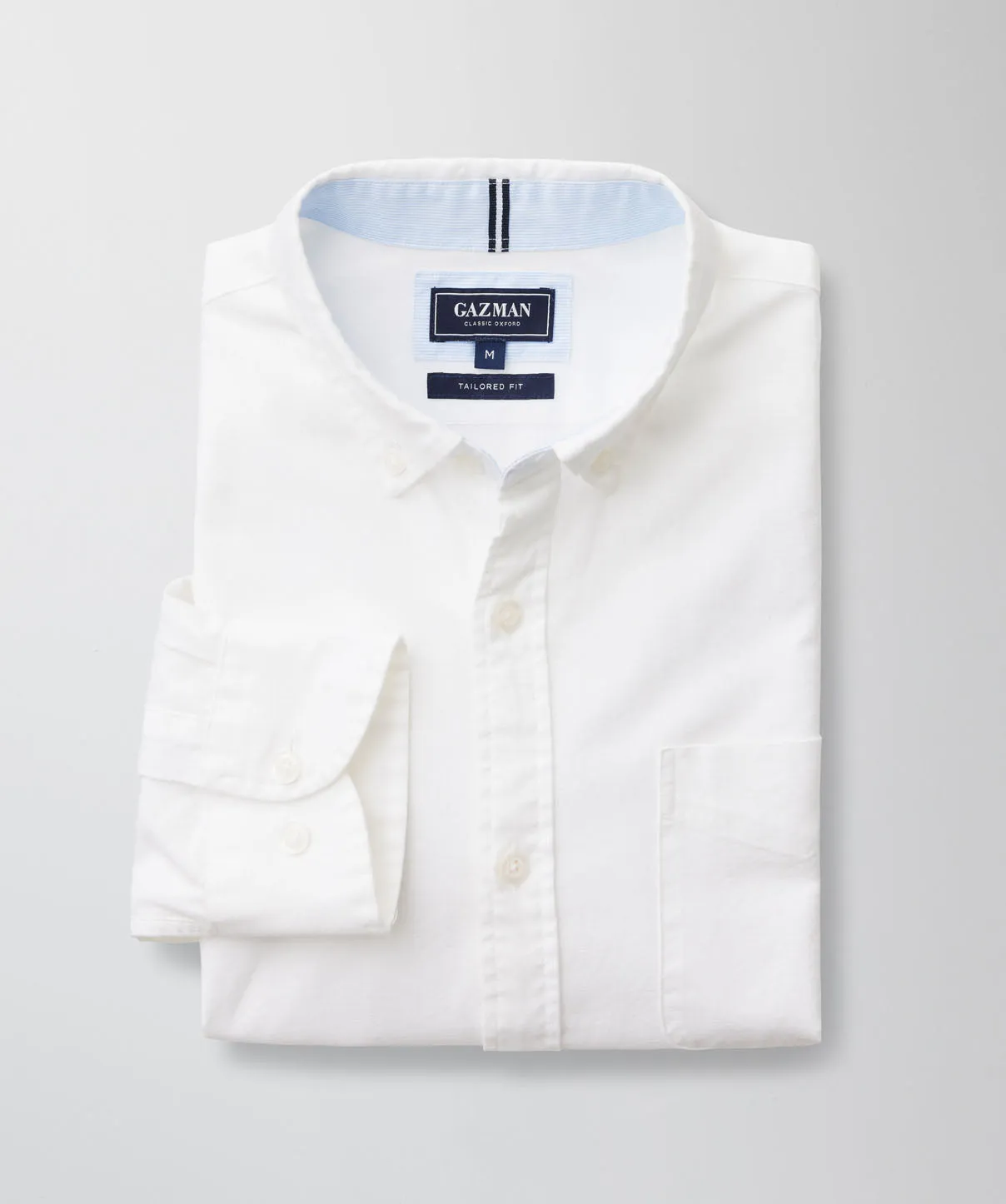 Tailored Plain Casual Oxford Long Sleeve Shirt - White sold by GAZMAN product image thumbnail 3