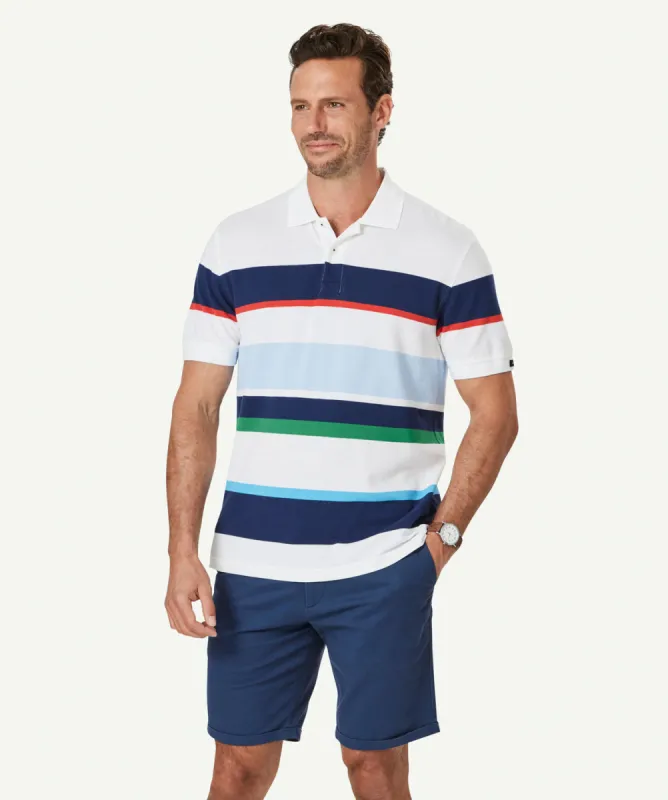 Sporty Stripe Polo - White/Navy sold by GAZMAN