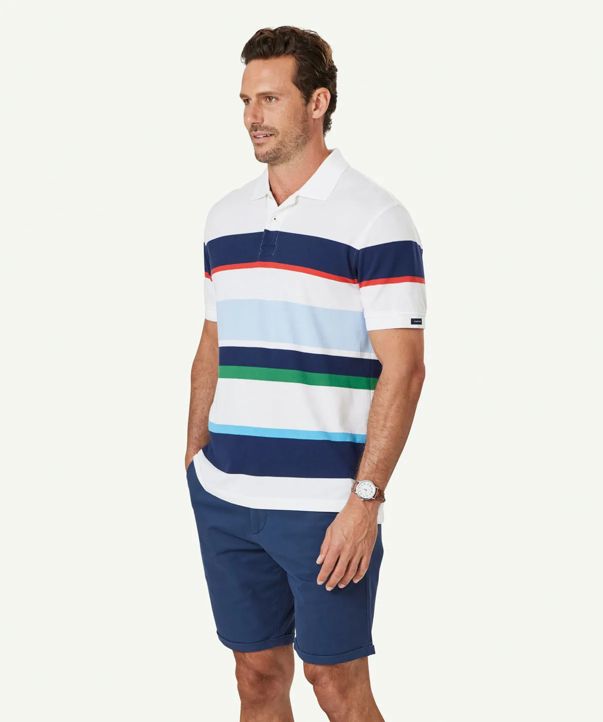 Sporty Stripe Polo - White/Navy sold by GAZMAN product image thumbnail 5