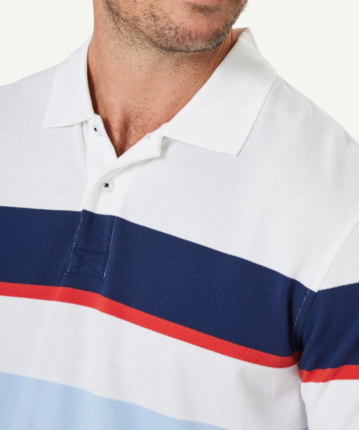 Sporty Stripe Polo - White/Navy sold by GAZMAN product image thumbnail 4