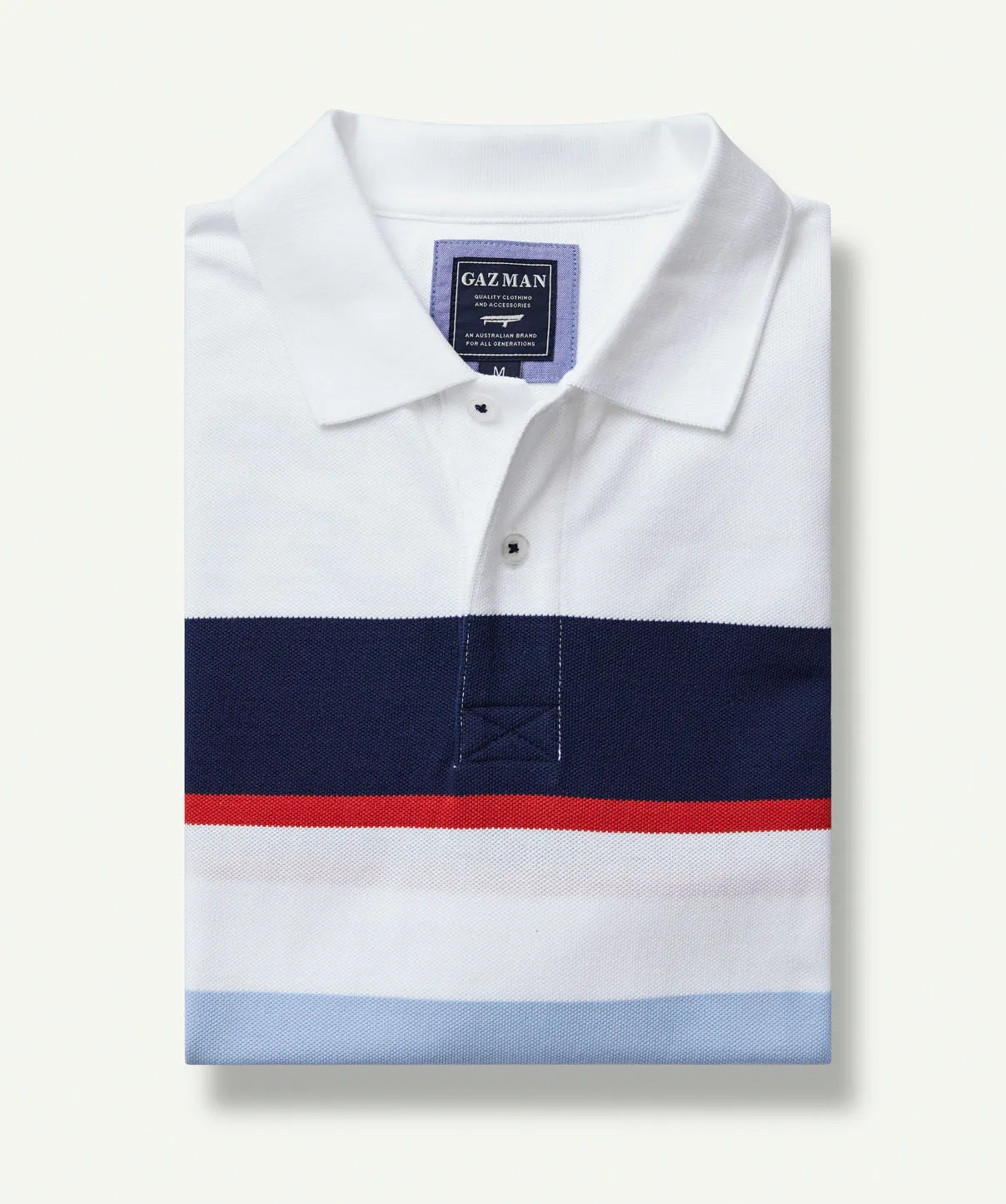 Sporty Stripe Polo - White/Navy sold by GAZMAN product image thumbnail 2