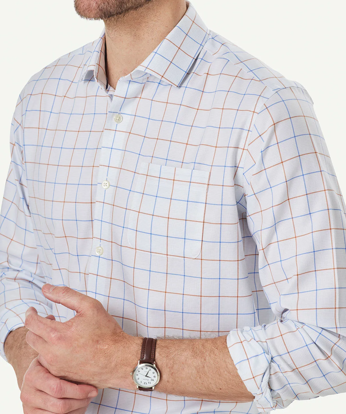 Non-Iron Twill Check Long Sleeve Shirt - Pale Blue sold by GAZMAN product image thumbnail 4