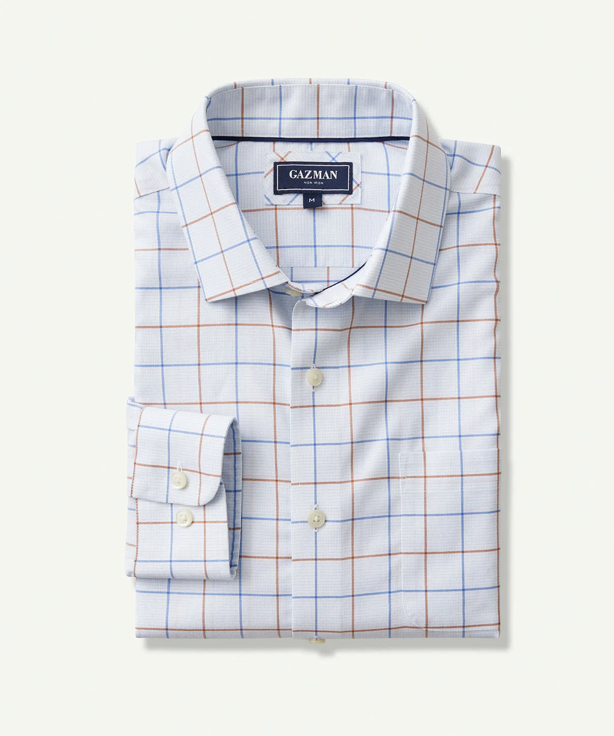 Non-Iron Twill Check Long Sleeve Shirt - Pale Blue sold by GAZMAN