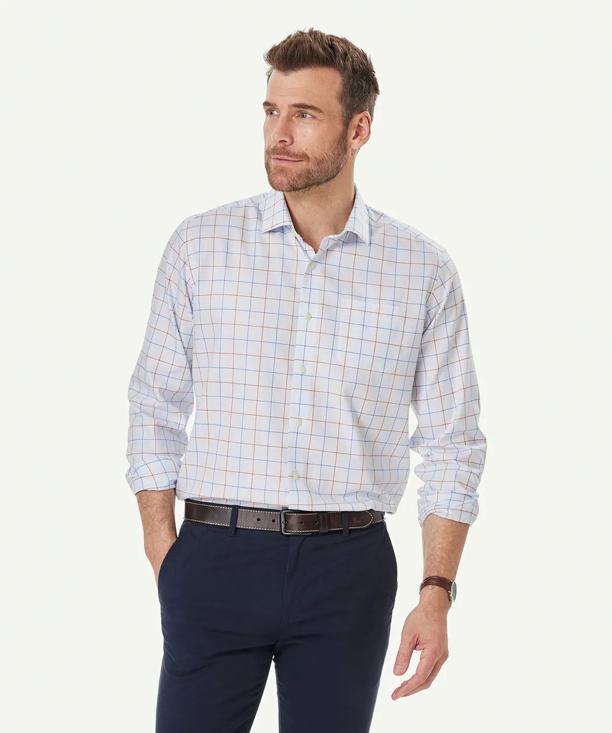 Non-Iron Twill Check Long Sleeve Shirt - Pale Blue sold by GAZMAN product image thumbnail 2
