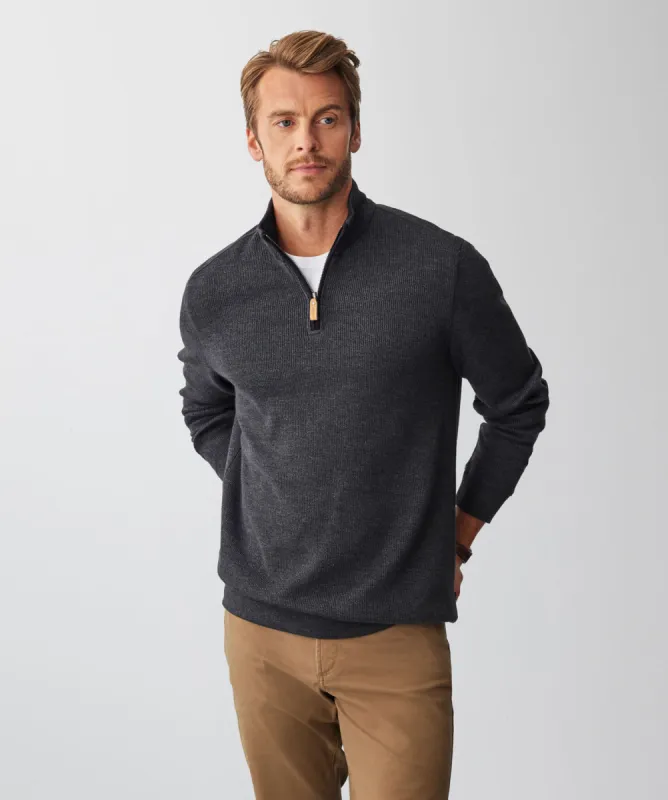 Half Zip French Rib Sweat - Charcoal sold by GAZMAN